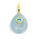 Blue Jade Teardrop 16x12mm Pendant plus bail-beads incl pearls-Beadthemup
