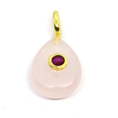 Rose Quartz Teardrop 16x12mm Pendant plus bail
