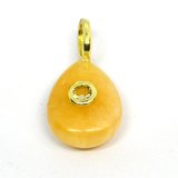 Yellow Jade Teardrop 16x12mm Pendant plus bail-beads incl pearls-Beadthemup