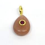 Peach Moonstone Teardrop 16x12mm Pendant plus bail-beads incl pearls-Beadthemup
