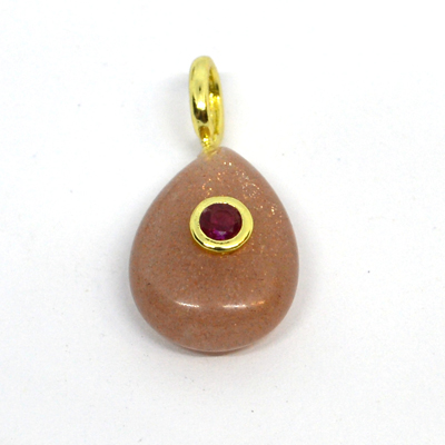 Peach Moonstone Teardrop 16x12mm Pendant plus bail