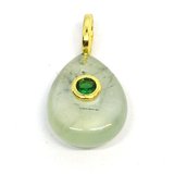 Prehnite Teardrop 16x12mm Pendant plus bail-beads incl pearls-Beadthemup
