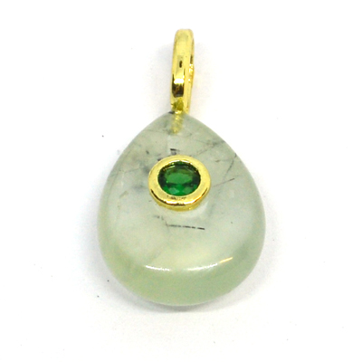 Prehnite Teardrop 16x12mm Pendant plus bail