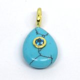 Faux Turqoise Teardrop 16x12mm Pendant plus bail-beads incl pearls-Beadthemup
