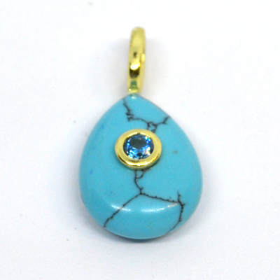 Faux Turqoise Teardrop 16x12mm Pendant plus bail