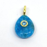 Apatite Teardrop 16x12mm Pendant plus bail-beads incl pearls-Beadthemup