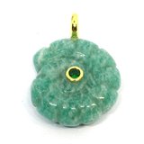 Amazonite carved Ammonite shell  24mm Pendant plus bail-beads incl pearls-Beadthemup