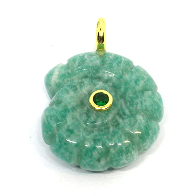 Amazonite carved Ammonite shell  24mm Pendant plus bail