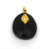 Onyx Faceted  Teardrop 14x12mm Pendant plus bail-beads incl pearls-Beadthemup