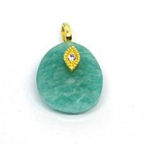 Amazonite Faceted  Teardrop 14x12mm Pendant plus bail-beads incl pearls-Beadthemup
