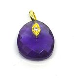 Amethyst Faceted  Teardrop 14x12mm Pendant plus bail-beads incl pearls-Beadthemup