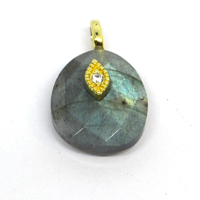 Labradorite Faceted  Teardrop 14x12mm Pendant plus bail