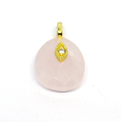 Rose Quartz Faceted  Teardrop 14x12mm Pendant plus bail