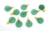 Green Onyx 10mm flat round pendant with bail-beads incl pearls-Beadthemup