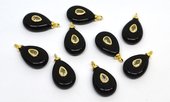 Onyx 15x20mm flat teardrop pendant with bail-beads incl pearls-Beadthemup
