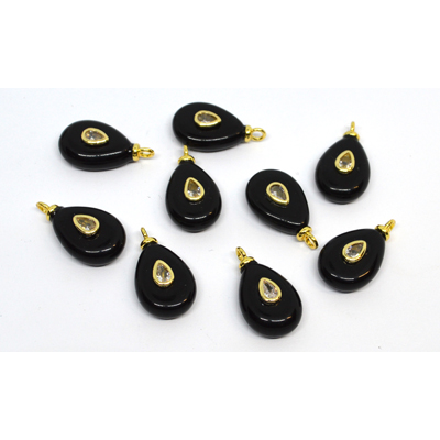 Onyx 15x20mm flat teardrop pendant with bail