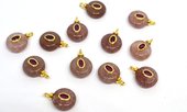 Strawberry Quartz 10mm flat round pendant with bail-beads incl pearls-Beadthemup