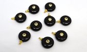 Onyx  16mm flat round  pendant with bail-beads incl pearls-Beadthemup