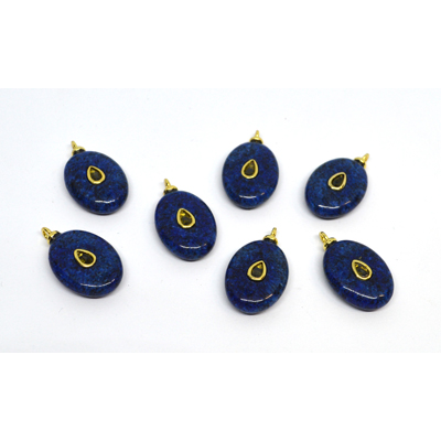 Lapis Lazuli 15x20mm flat teardrop pendant with bail