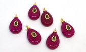 Dyed Jade Fushia 15x20mm flat teardrop pendant with bail-beads incl pearls-Beadthemup