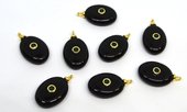 Onyx  15x20mm flat oval pendant with bail-beads incl pearls-Beadthemup