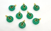 Green Onyx 13mm flat round pendant with bail-beads incl pearls-Beadthemup