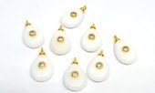 White Jade  13x17mm flat teadrop pendant with bail-beads incl pearls-Beadthemup