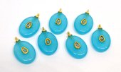 Dyed Jade blue 15x20mm flat teardrop pendant with bail-beads incl pearls-Beadthemup