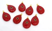 Dyed Jade fuschia 15x20mm flat teardrop pendant with bail-beads incl pearls-Beadthemup