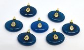Dyed Jade Blue 15x20mm flat oval pendant with bail-beads incl pearls-Beadthemup