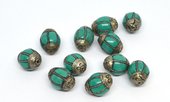 Kashmiri Turquoise bead 16x12 EACH-beads incl pearls-Beadthemup