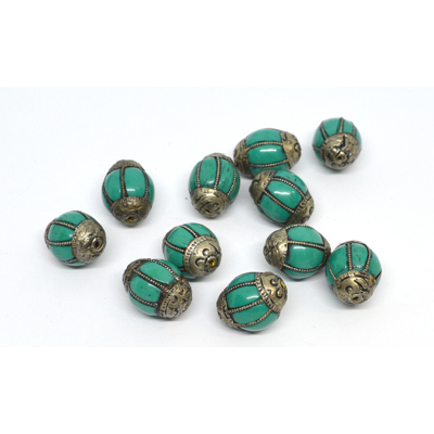 Kashmiri Turquoise bead 16x12 EACH