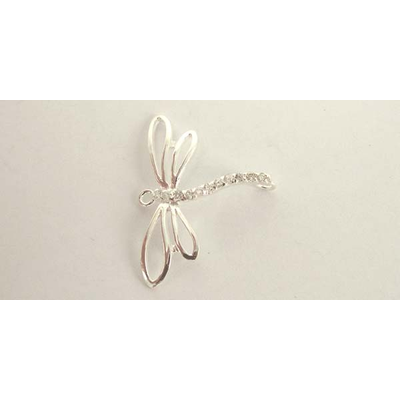 Sterling Silver Pend/Charm Butterfly CZ 22x30mm