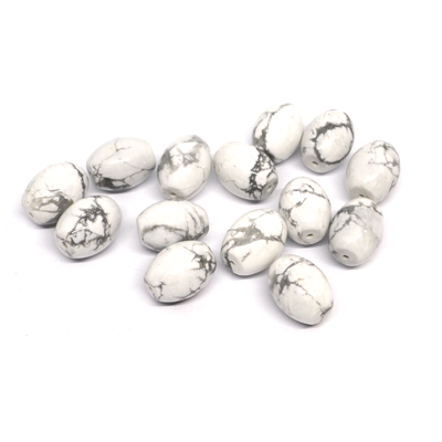 White howlite polished olive bead 11x14mm EACH BEAD