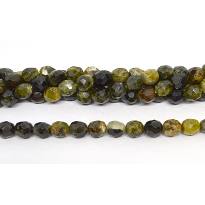 Green Garnet Faceted Barrel 9x10mm strand 36 beads