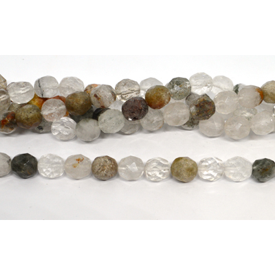 Green Lodalite Quartz Faceted Barrel 9x10mm strand 36 beads