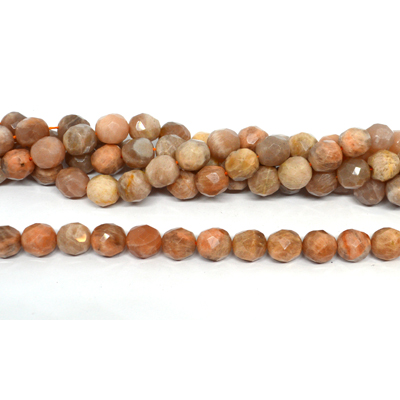 Peach Moonstone Faceted Barrel 9x10mm strand 37 beads
