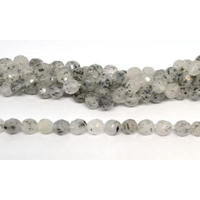 Mica Rutile Quartz Faceted Barrel 9x10mm strand 36 beads