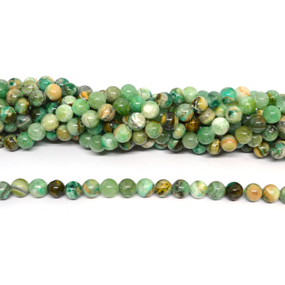 Opaque Green Angel Flourite polished round 8mm strand 47 beads