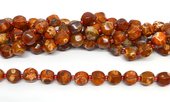 Red Fire Agate Natural 6 sided barrel 10x9mm strand 32 beads-beads incl pearls-Beadthemup