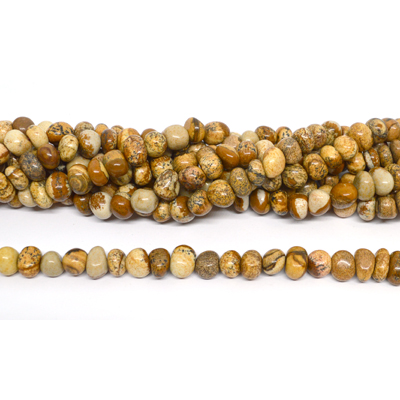 Picture Jasper side drill nugget approx 10x6mm strand 54 beads