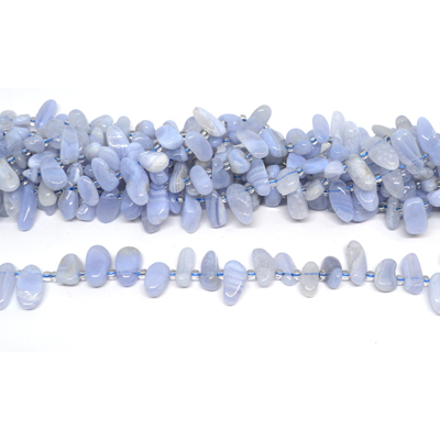 Blue Lace Agate raw tooth top drill nugget strand approx 48 beads