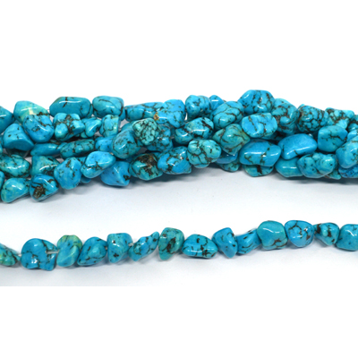 Dyed Howlite nugget approx 15x9mm strand 30 beads