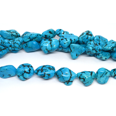 Dyed Howlite large nugget approx 27x20mm strand 16 beads