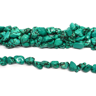 Dyed Howlite green nugget approx 15x9mm strand 27 beads