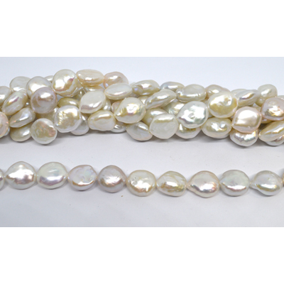 Freshwater Pearl Keshi coin 12-14mm Strand approx. 26 beads