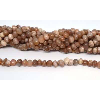 Peach Moonstone side drill nugget approx 10x6mm strand 54 beads