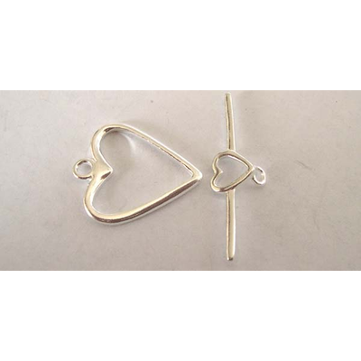 Sterling Silver Toggle Clasp Heart 19.5mm Heart