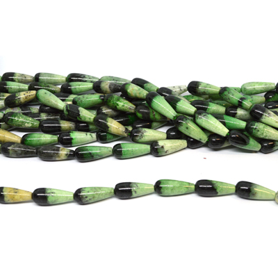 Chrysophase polished teardrop 8x20mm strand 13 beads