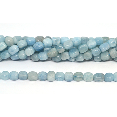 Aquamarine polished rectangle nugget 8x10mm strand 44 beads
